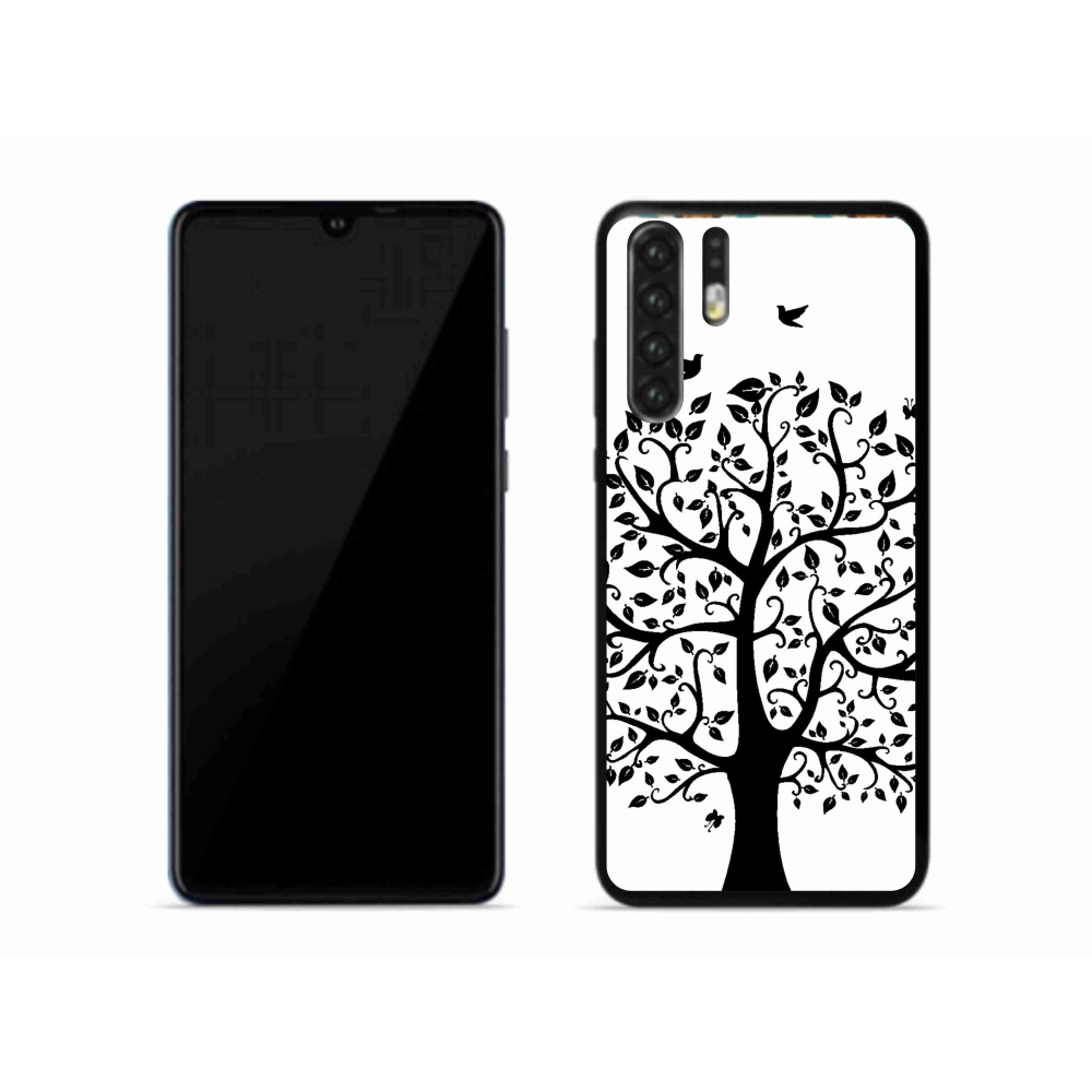 Gél borítás mmCase a Huawei P30 Pro számára - fekete és fehér fa