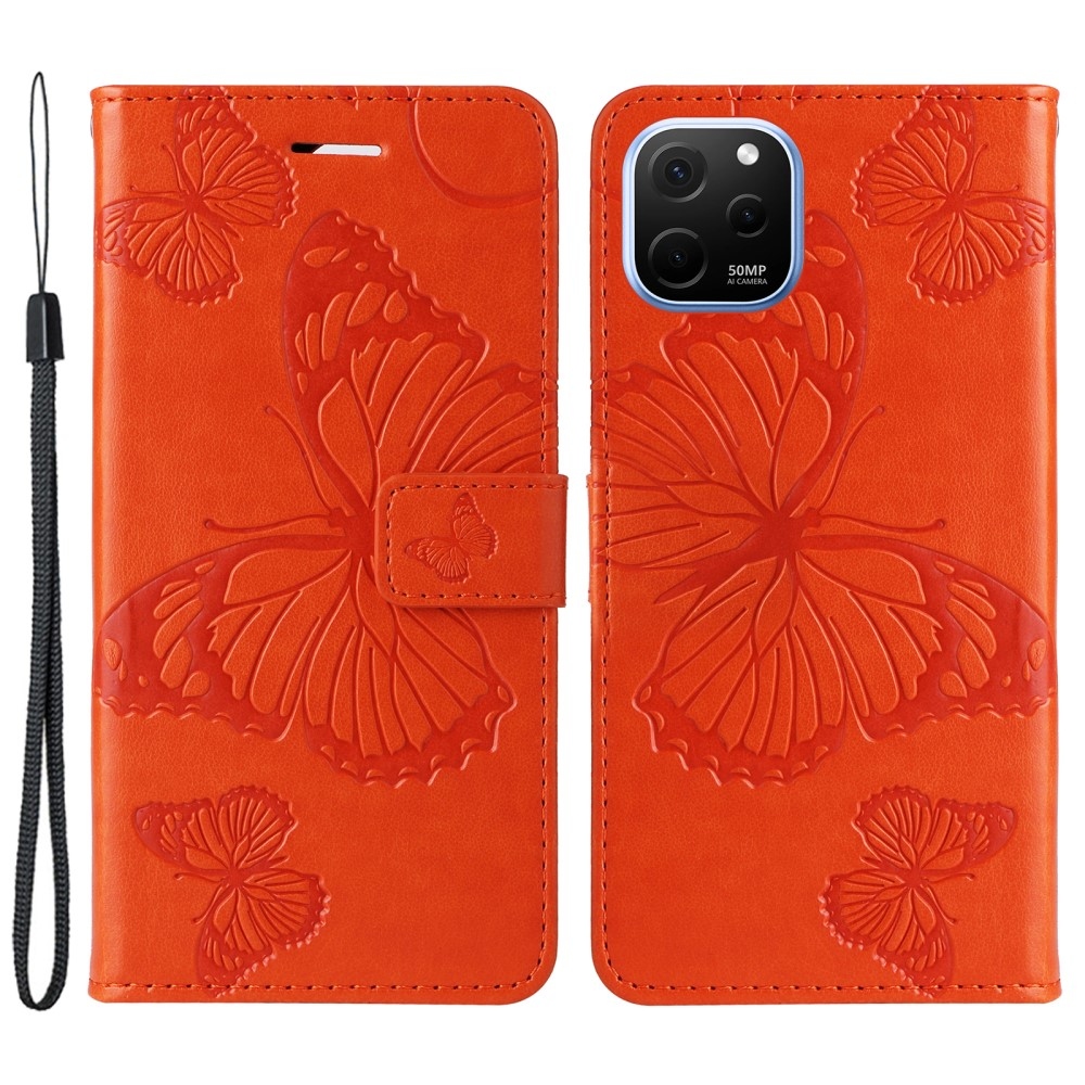Nagy pillangó könyv tok Huawei Nova Y61-hez - narancssárga