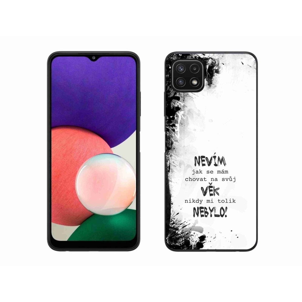 Gél borító mmCase Samsung Galaxy A22 5G - vicces szöveg 14 fehér háttér