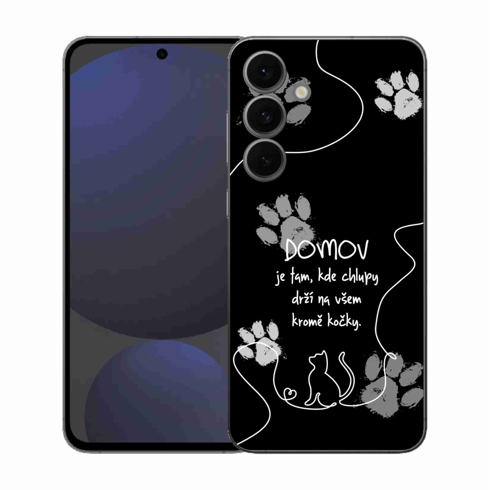 Gél borítás mmCase Samsung Galaxy S25 FE - macska motívum fekete háttérrel