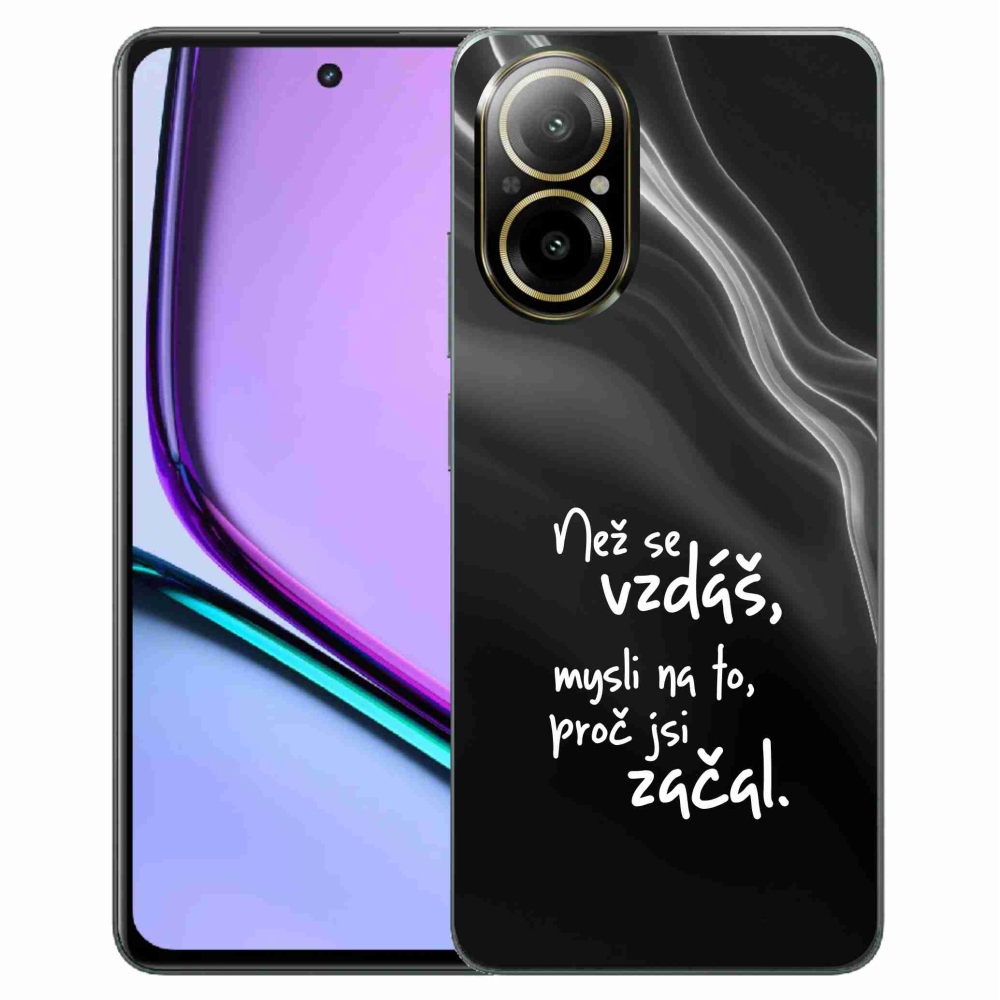 Gél borítás mmCase a Realme C67-en - idézet 2 fekete háttérrel