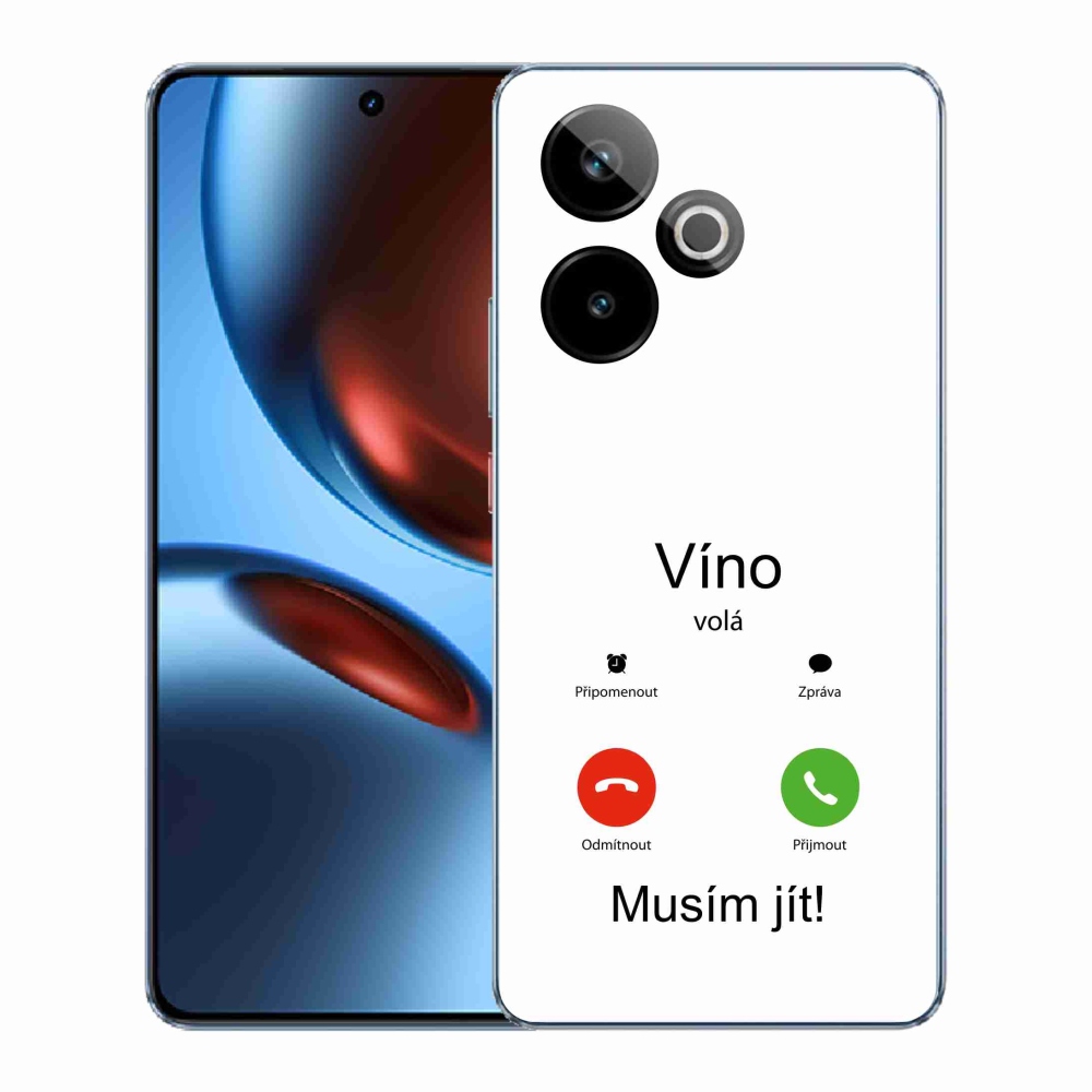 Rugalmas mmCase zselés tok képpel Realme GT 7 5G/GT 7T 5G - bor hívja fehér háttérrel