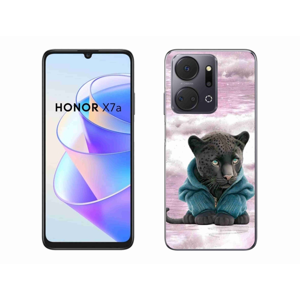 Zselés borítás mmCase a Honor X7a készülékhez - fekete párduc pulóverben