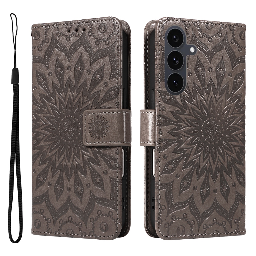 Napraforgó könyv tok Samsung Galaxy S25 FE készülékhez - szürke