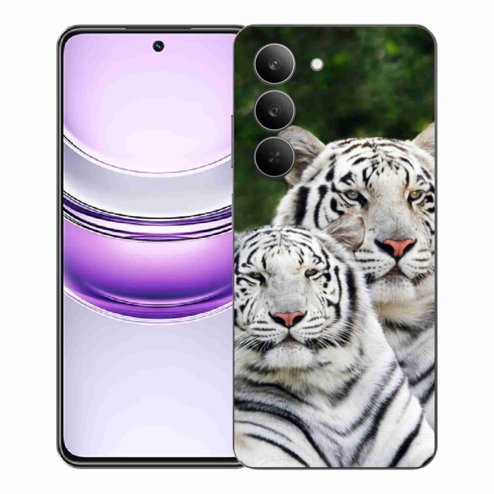 Gél borító mmCase a Realme 14x 5G készülékhez - fehér tigrisek