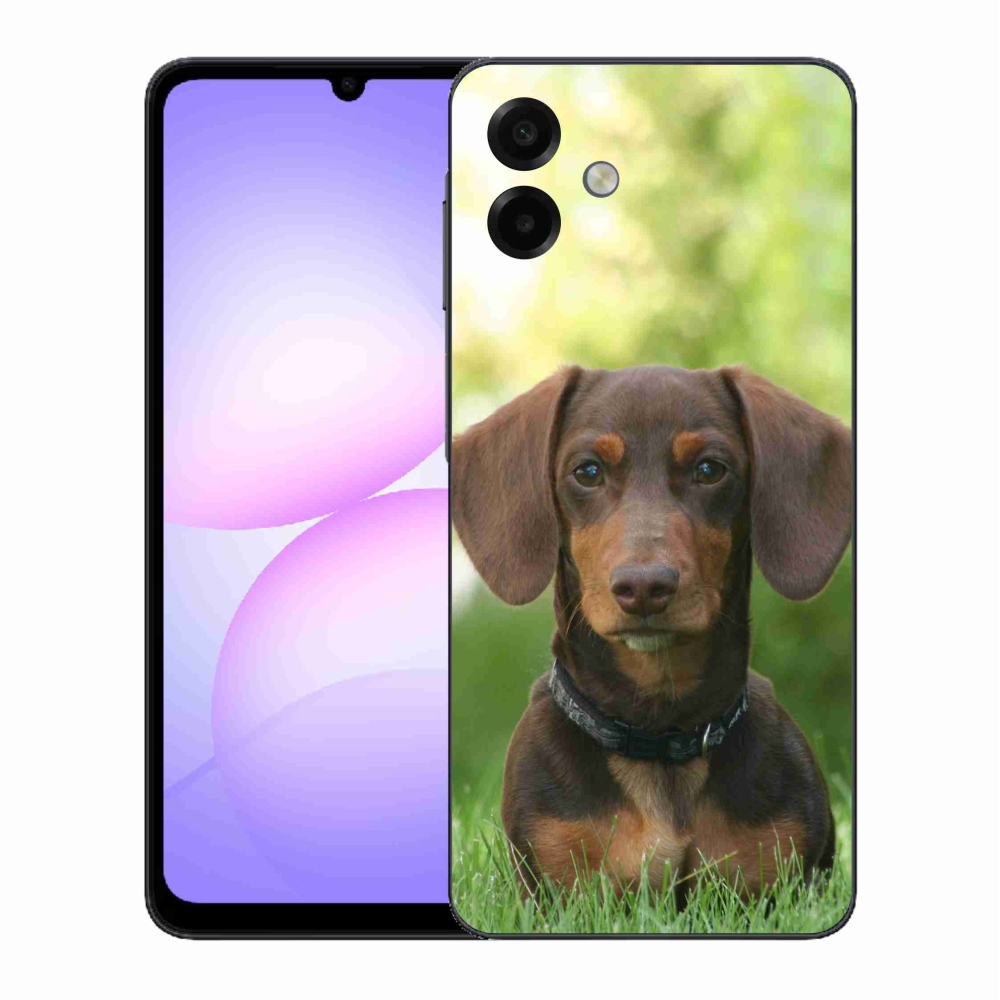 Zselés borítás mmCase Samsung Galaxy A07 4G - barna tacskóhoz