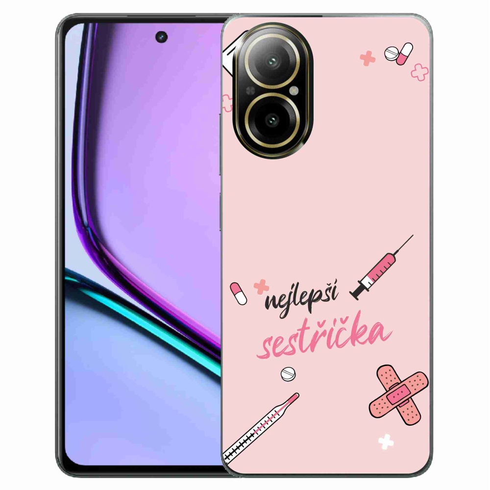 Gél borító mmCase a Realme C67-en - a legjobb kishúg rózsaszín háttérrel