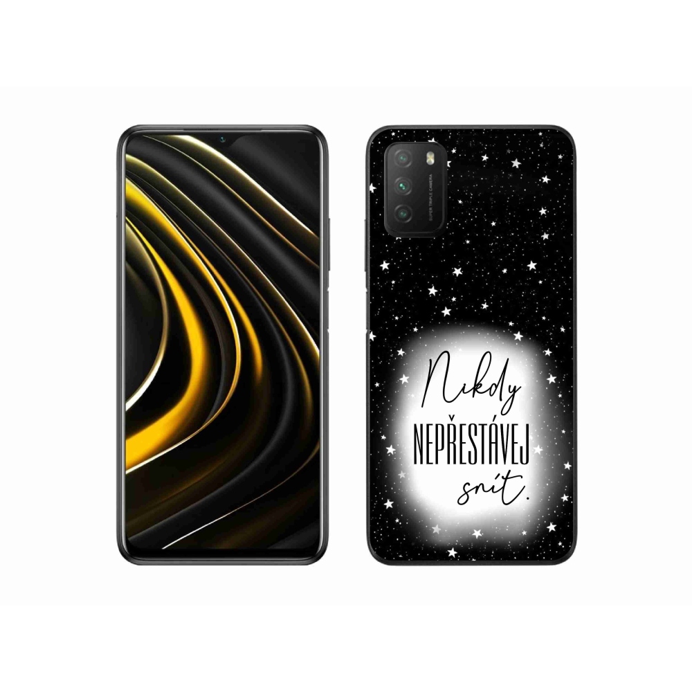 Gél borítás mmCase a Xiaomi Poco M3-hoz - idézet 1 fehér és fekete háttérrel