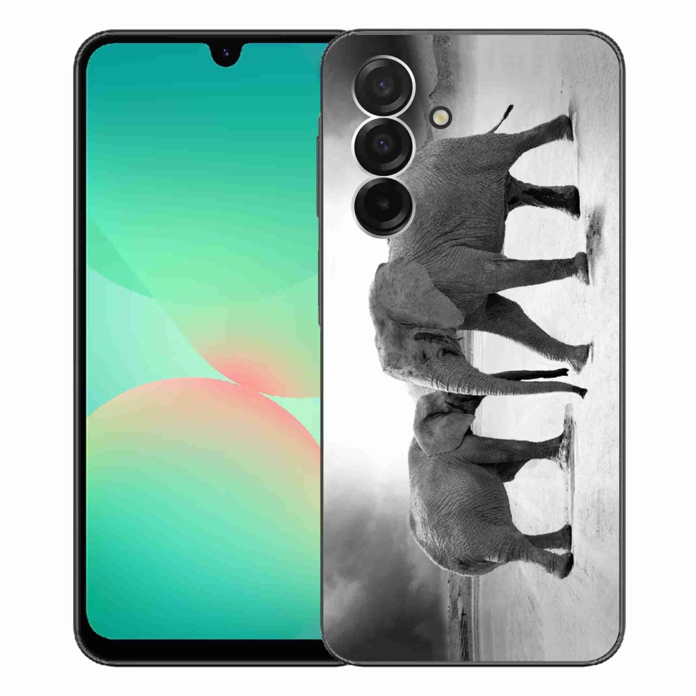 Gél borítás mmCase Samsung Galaxy A26 5G - fekete és fehér elefántokhoz