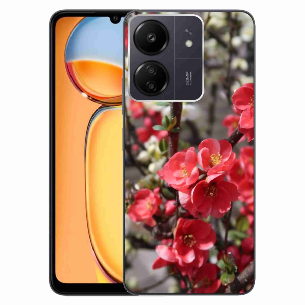 Gél borítás mmCase a Xiaomi Poco C65/Redmi 13C számára - piros virágok