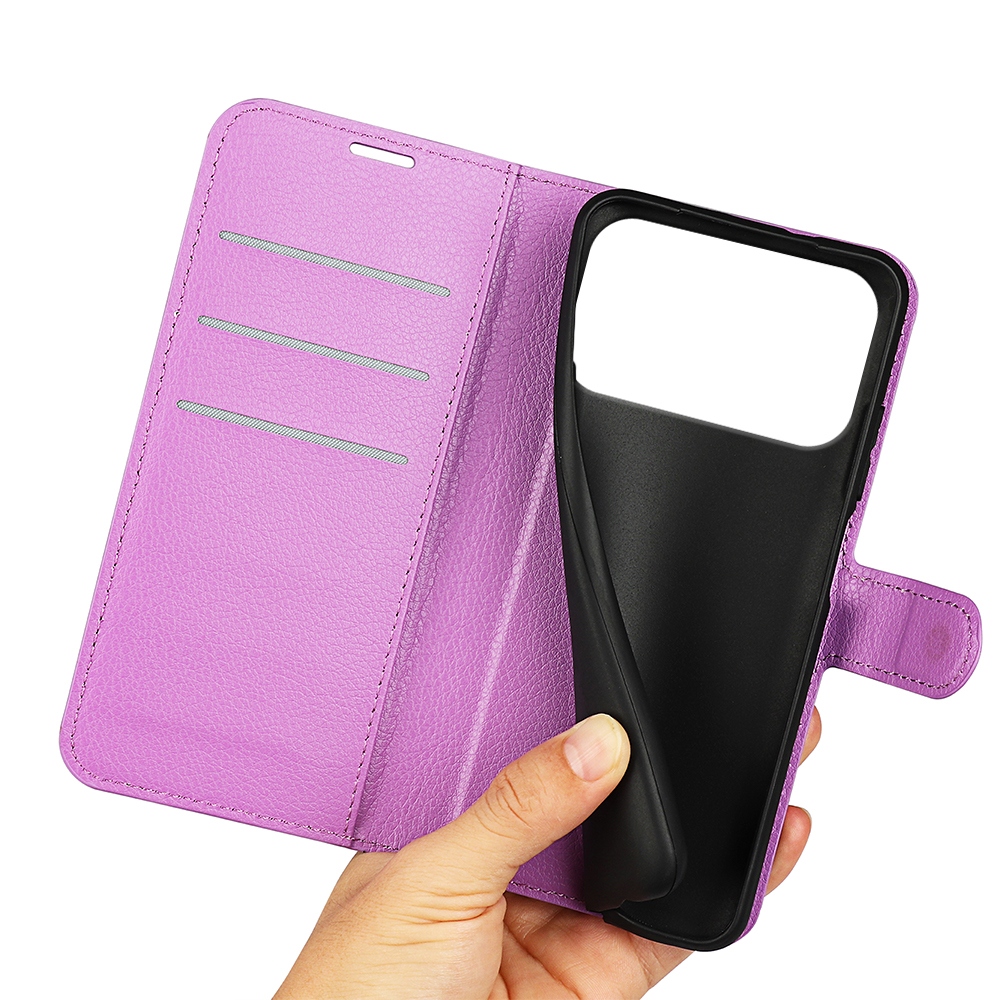 Litchi könyv tok iPhone 17 Pro Max készülékhez - lila