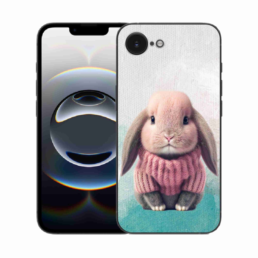 Gél borítás mmCase iPhone 16e készülékhez - nyúl pulóverben
