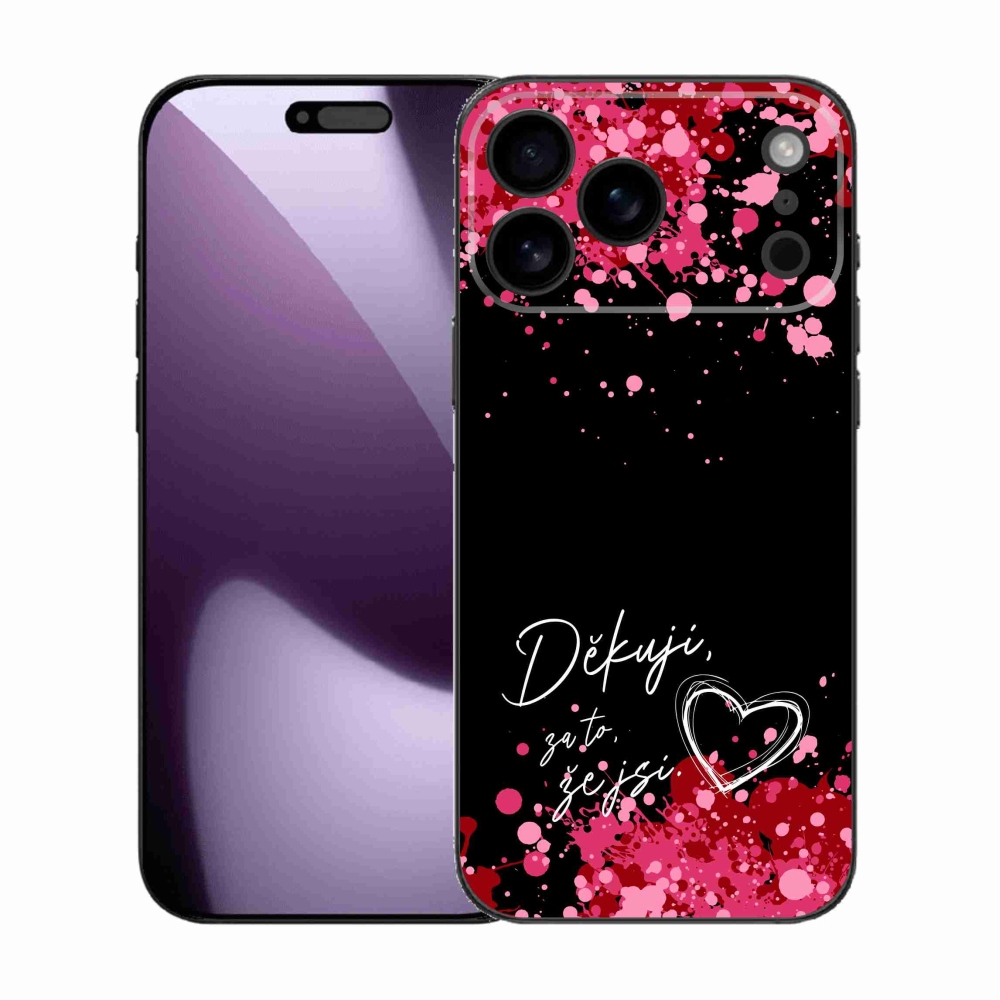 Gél borítás mmCase iPhone 17 Pro Max készülékhez - text in love 2 fekete háttér