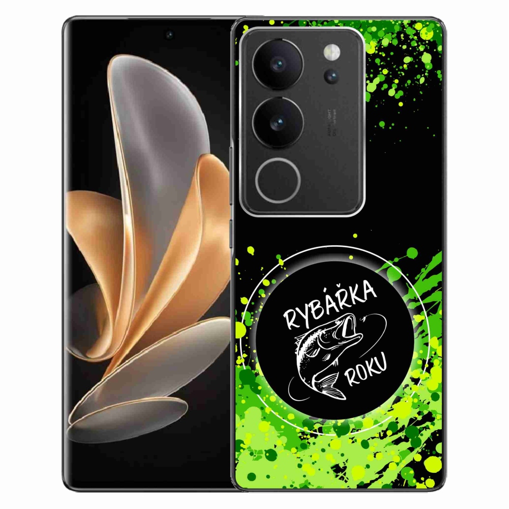 Gél borító mmCase a Vivo V29 5G-n - az év horgásza fekete háttérrel