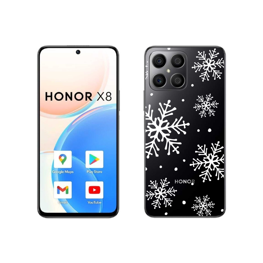 Zselés borítás mmCase a Honor X8 4G készülékhez - fehér pelyhek átlátszó háttéren