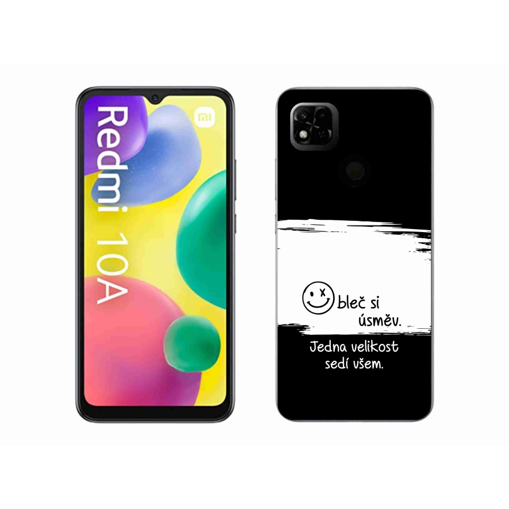 Gél borító mmCase a Xiaomi Redmi 10A számára - vicces szöveg 8 fehér és fekete háttérrel