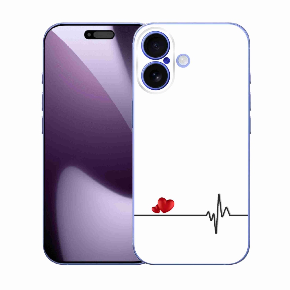 Gél borítás mmCase iPhone 17 készülékhez - szív és szívverés fehér háttérrel