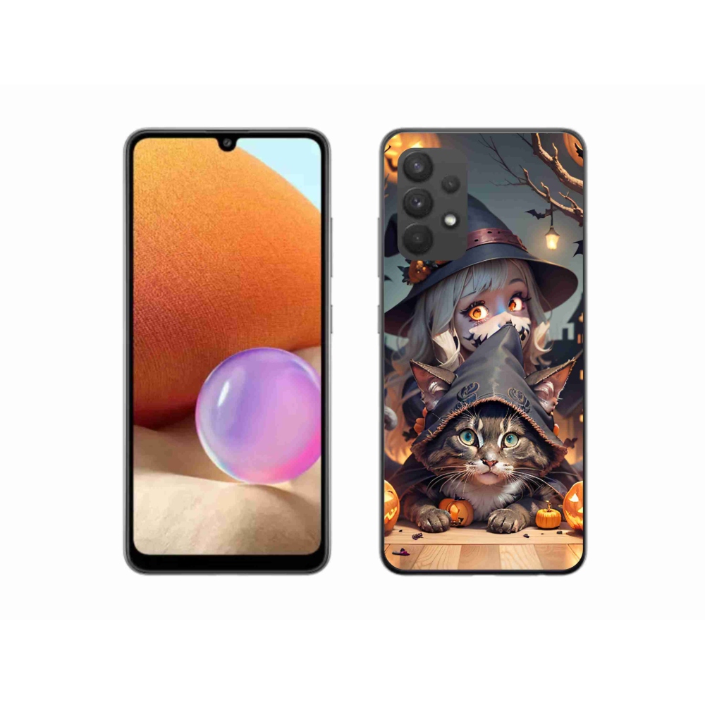 Zselés borítás mmCase Samsung Galaxy A32 4G - boszorkány macskával
