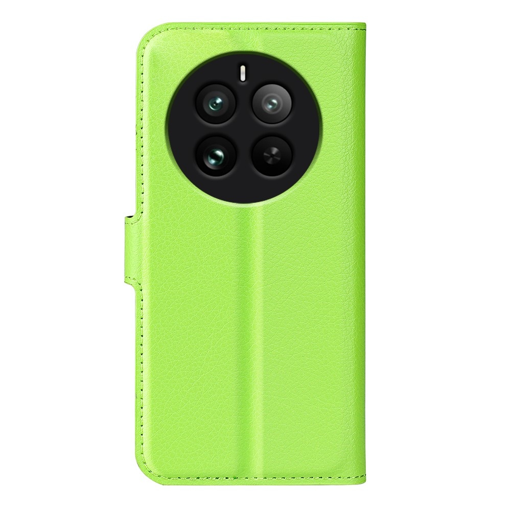 Litchi könyvtáska a Realme 12 Pro 5G/12 Pro+ 5G 12 Pro+ 5G modellhez - zöld