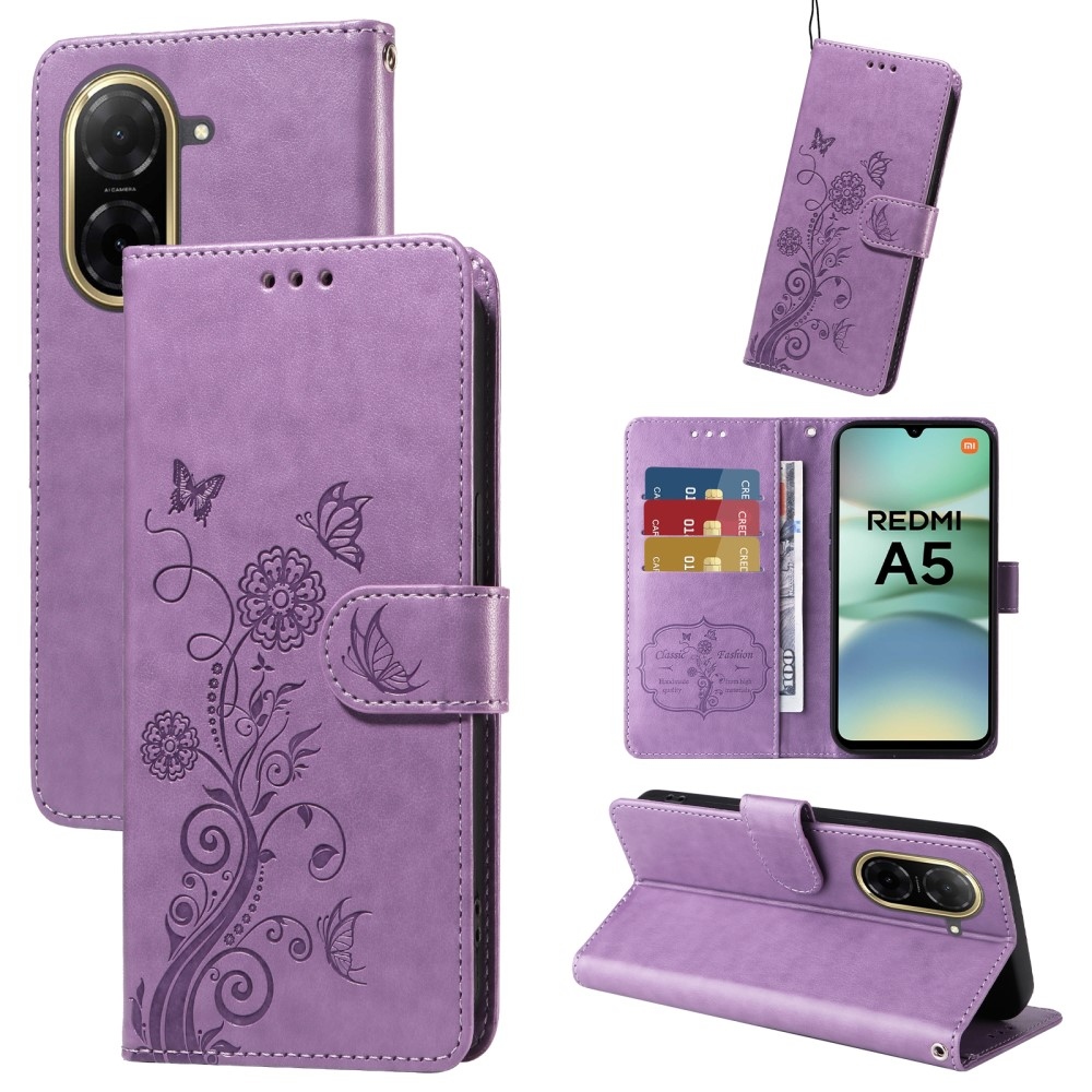 Virágos könyv tok Xiaomi Redmi A5 (173.45x79.35x8.45mm) - lila