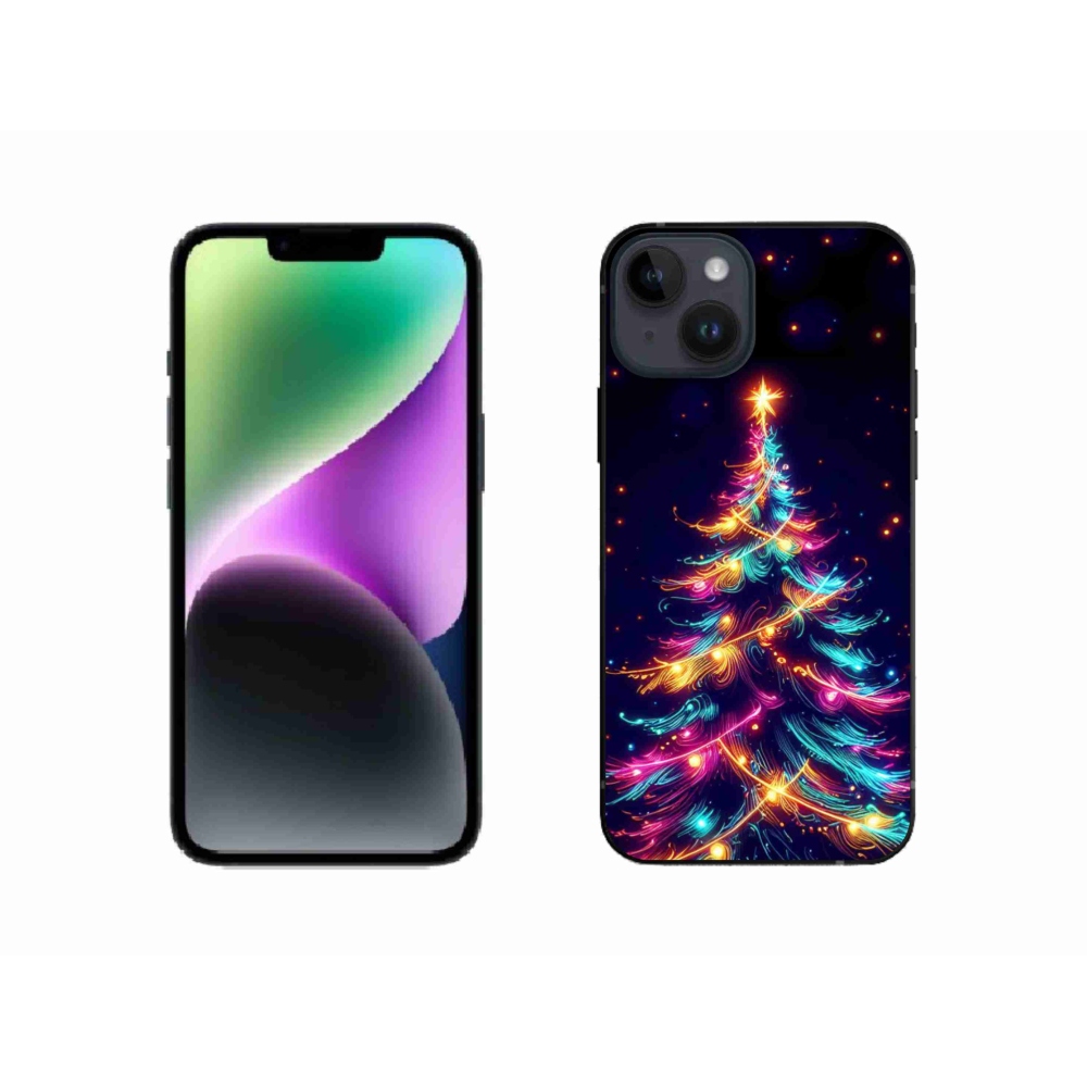 Gél borítás mmCase iPhone 14 készülékhez - neon karácsonyfa