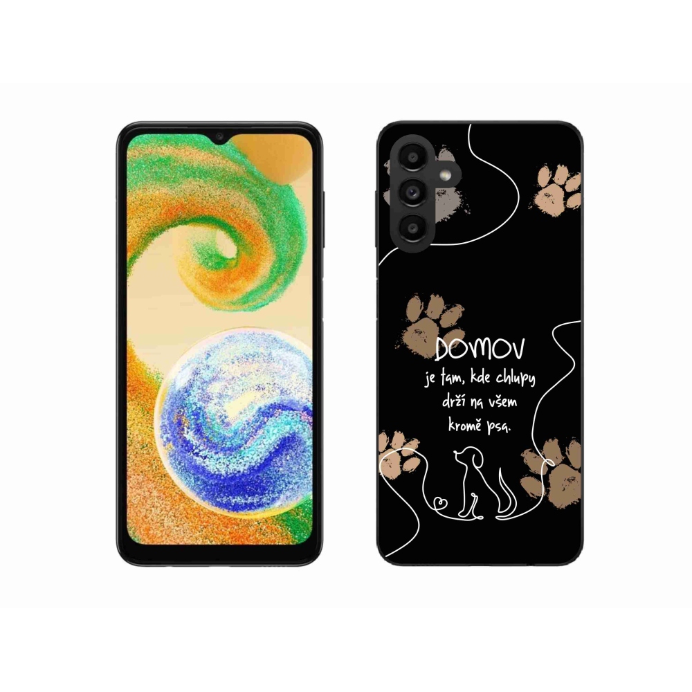 Gél borító mmCase Samsung Galaxy A04s (164.7x76.7x9.1mm) - kutya motívum fekete háttérrel
