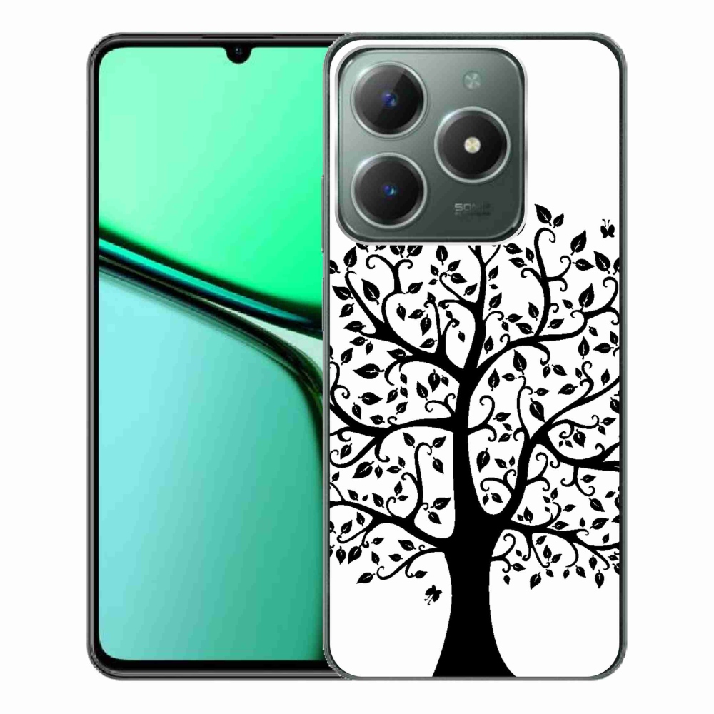 Gél borítás mmCase a Realme C61 készülékhez - fekete-fehér fa