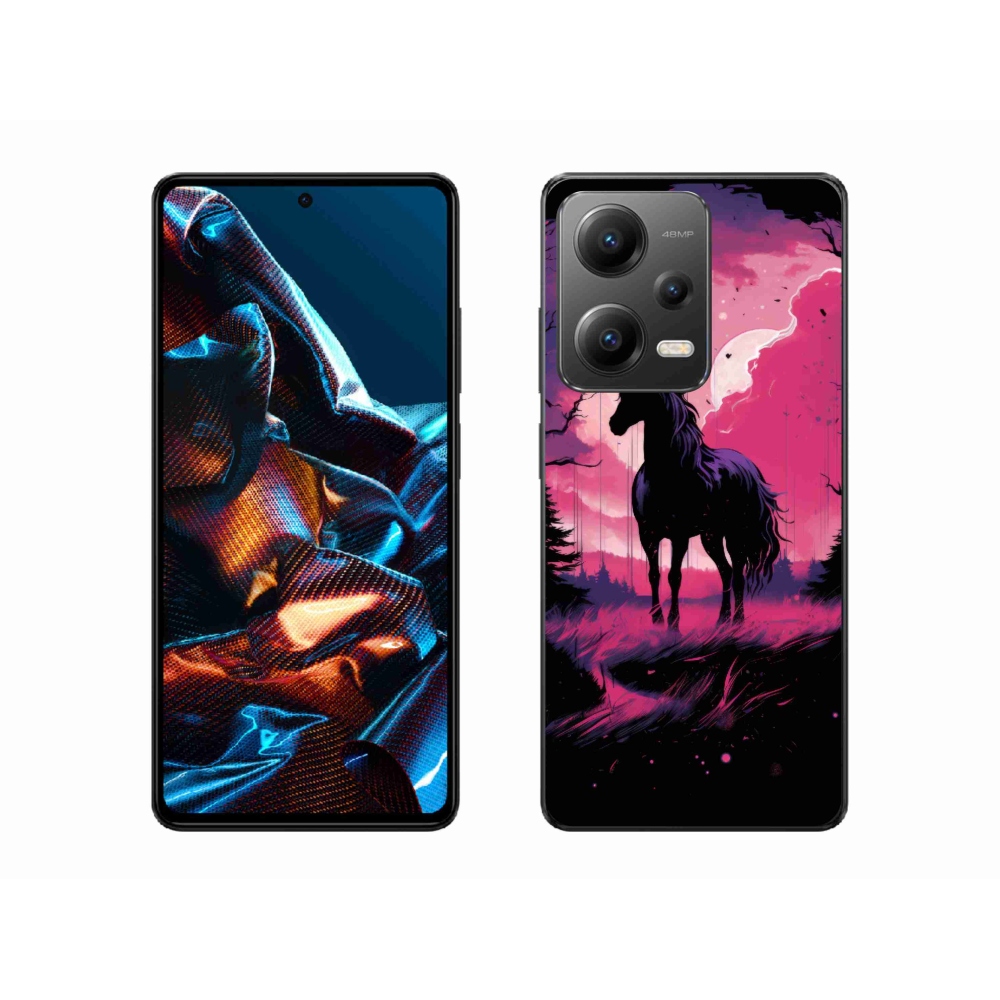 Gél borítás mmCase a Xiaomi Redmi Note 12 Pro 5G-hez - fekete rajzfilm ló 1