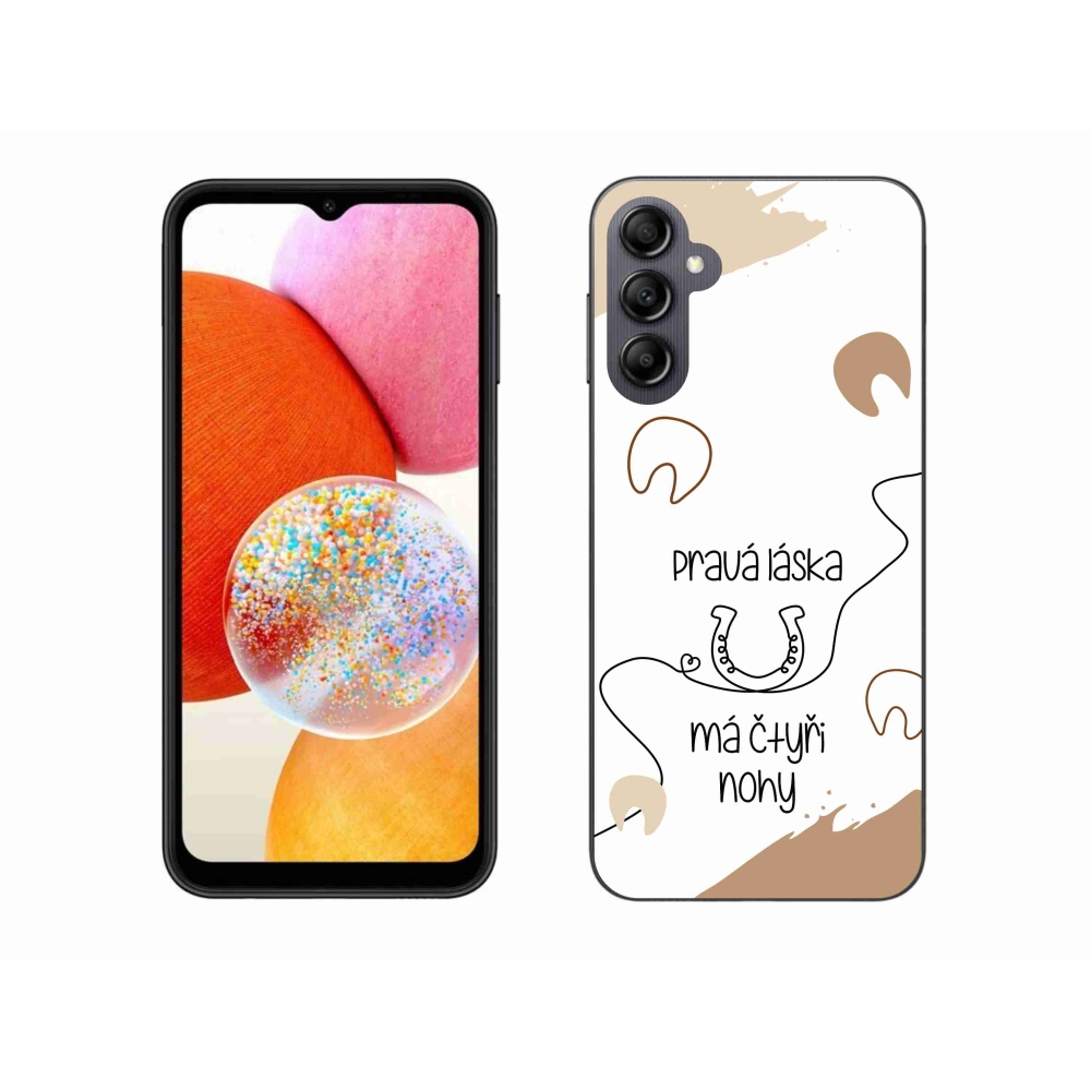 Gél borítás mmCase Samsung Galaxy A14 4G/5G - ló motívum fehér háttérrel