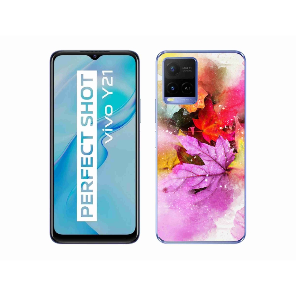 Zselés borító mmCase a Vivo Y21/Y21s/Y33s modellekhez - színes levelek
