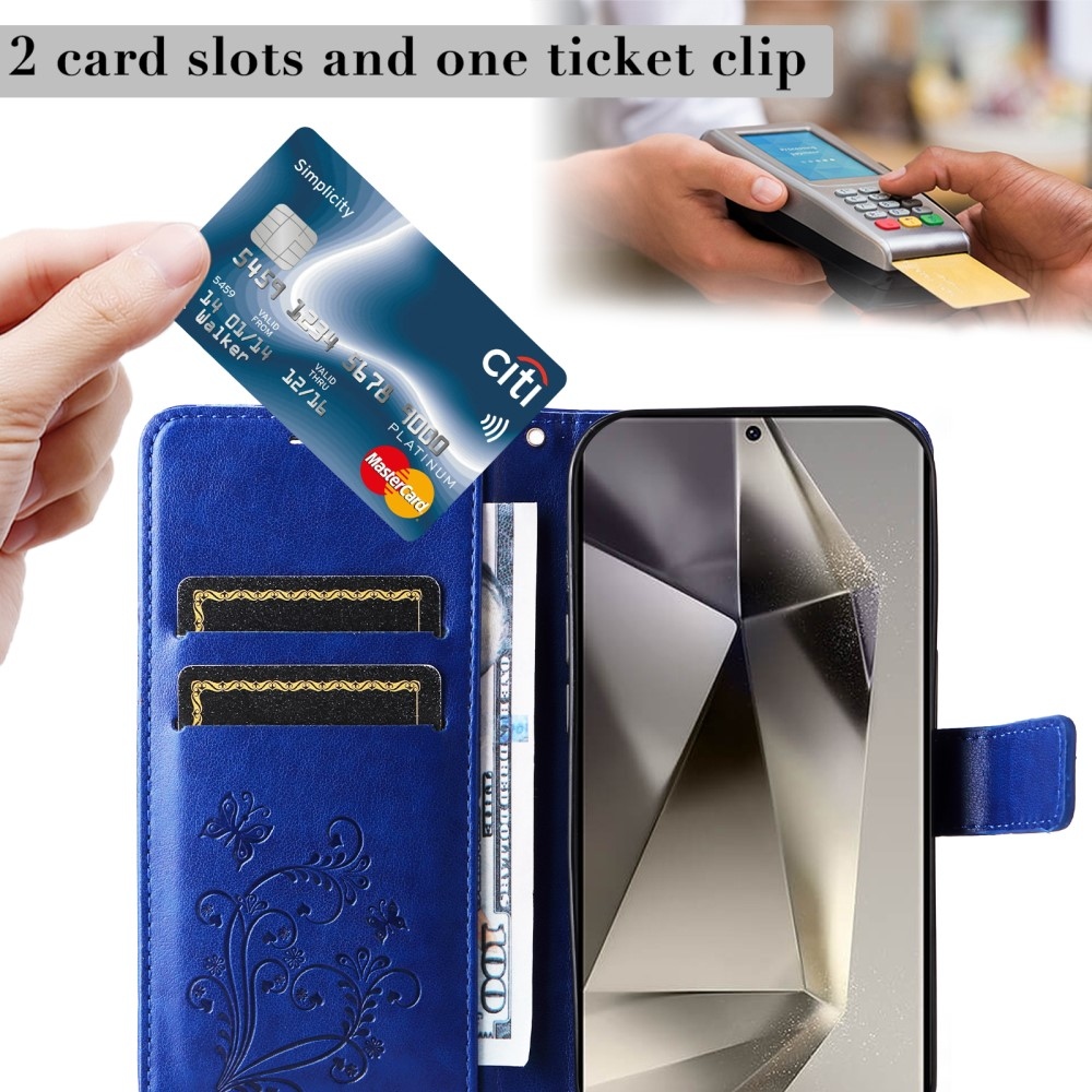 Nagy pillangó könyv tok Samsung Galaxy S25 Ultra készülékhez - kék