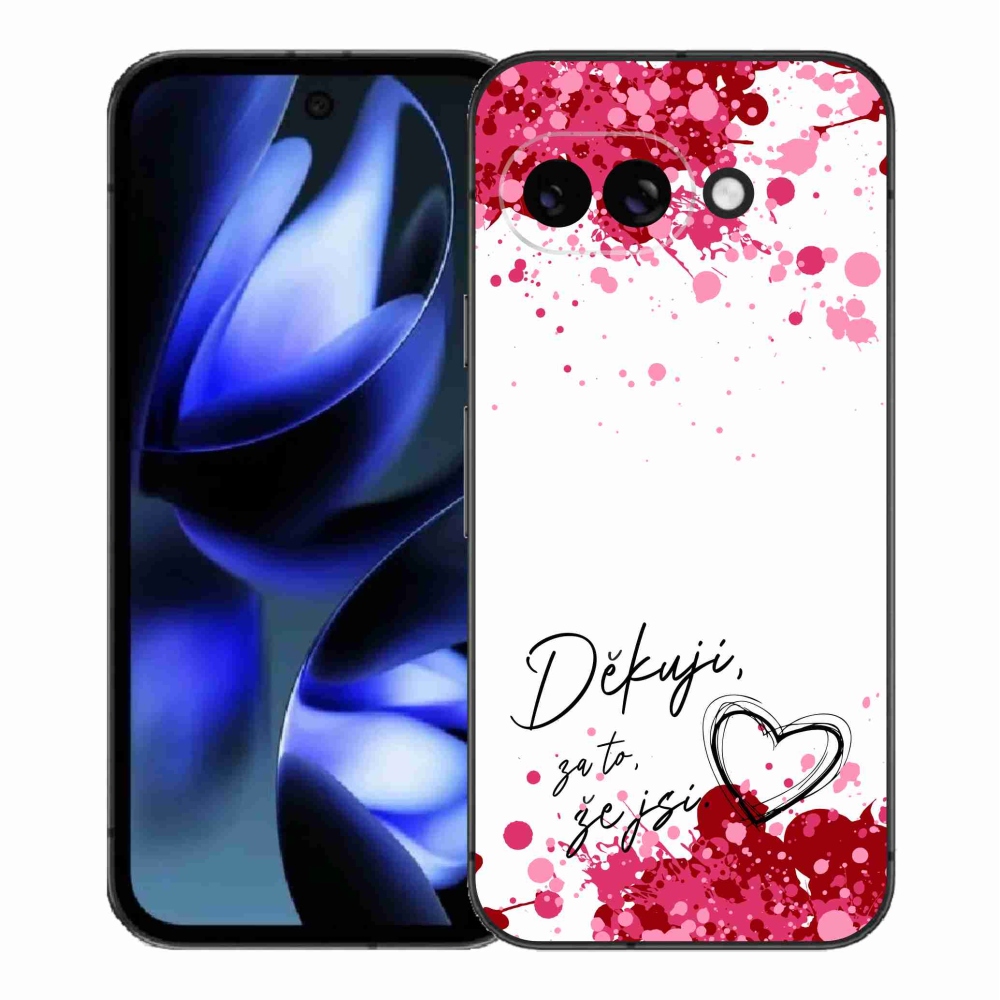 Gél borítás mmCase a Google Pixel 9a készülékhez - text in love 2 fehér háttérrel