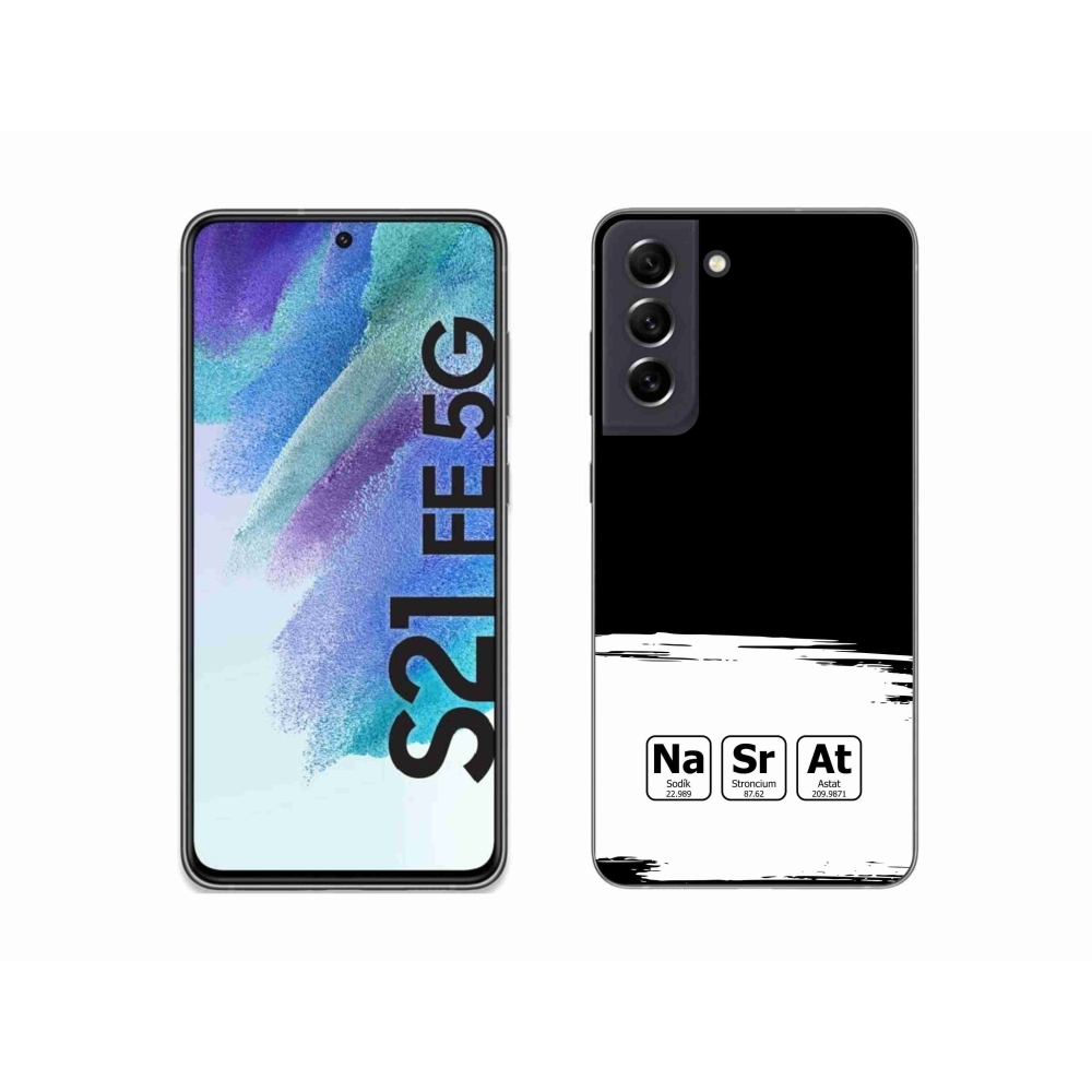 Gél borító mmCase Samsung Galaxy S21 FE 5G - kémiai elemek fehér és fekete háttérrel