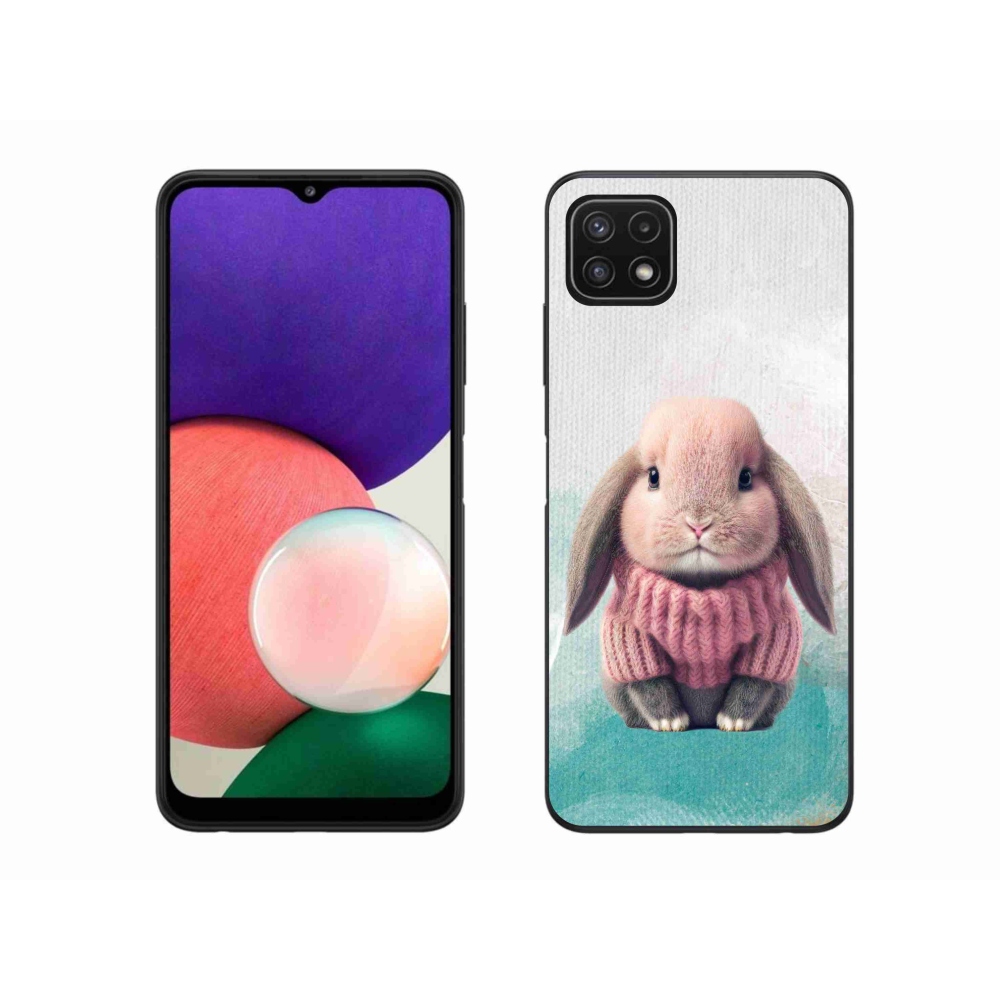 Zselés borítás mmCase Samsung Galaxy A22 5G - nyúl pulóverben