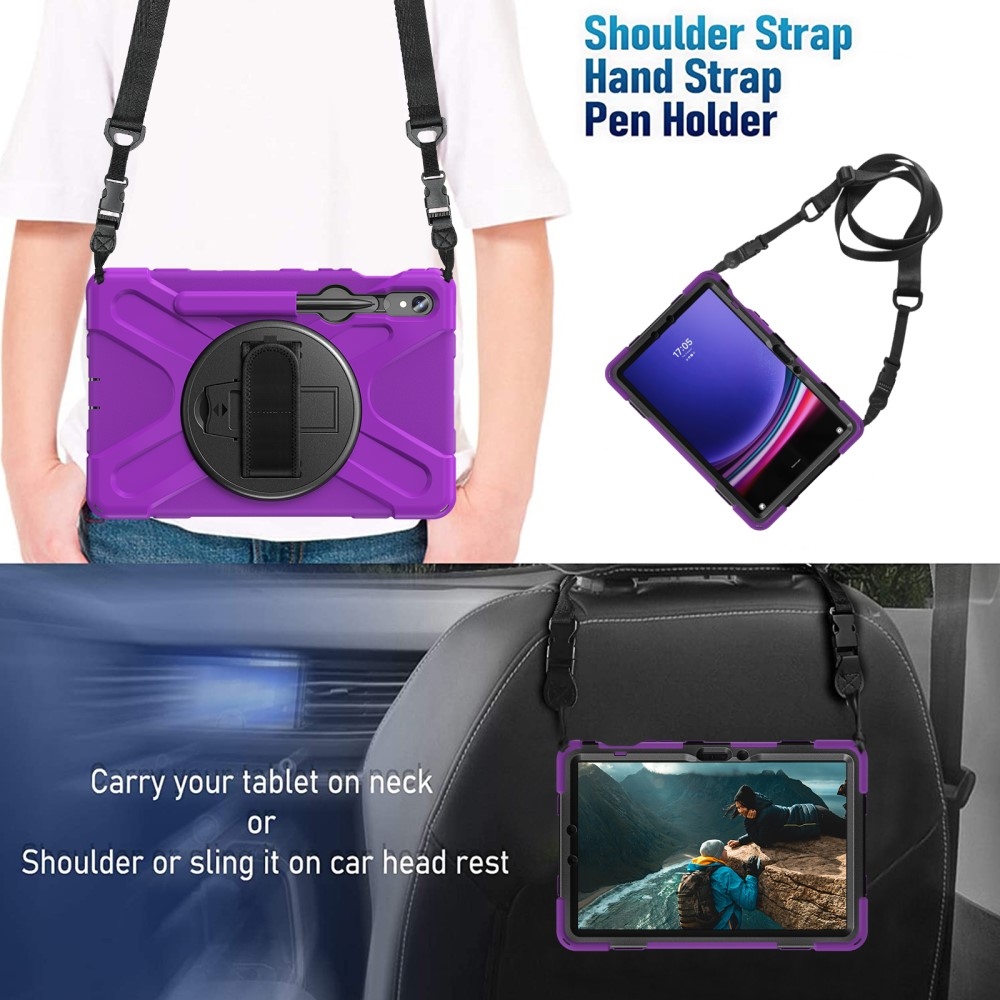 Rúgásálló borítás kézi fogantyúval Samsung Galaxy Tab S9/Tab S10 készülékhez - lila