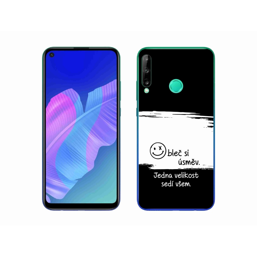 Gél borító mmCase a Huawei P40 Lite E készülékhez - vicces szöveg 8 fekete és fehér háttérrel