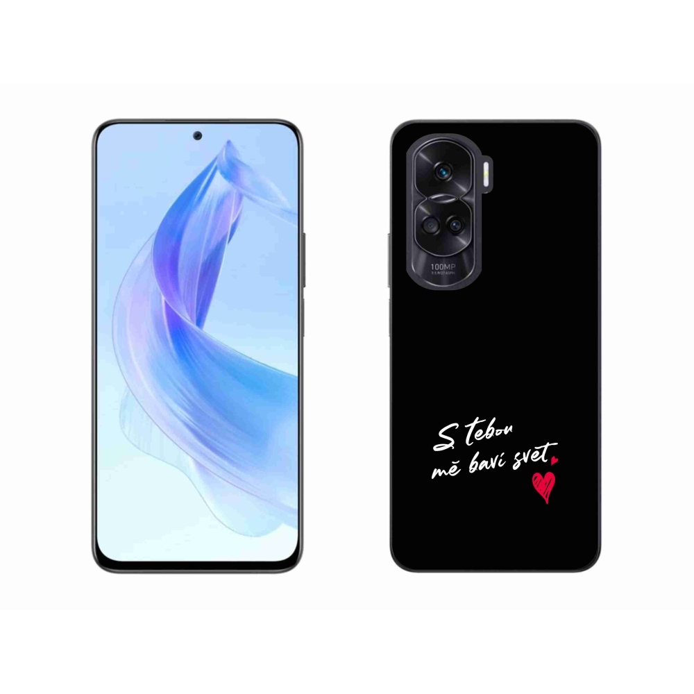 Gél borító mmCase a Honor 90 Lite készülékhez - szerelmes szöveg 1 fekete háttér