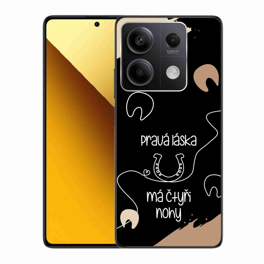 Gél borító mmCase a Xiaomi Redmi Note 13 5G számára - ló motívum fekete háttérrel