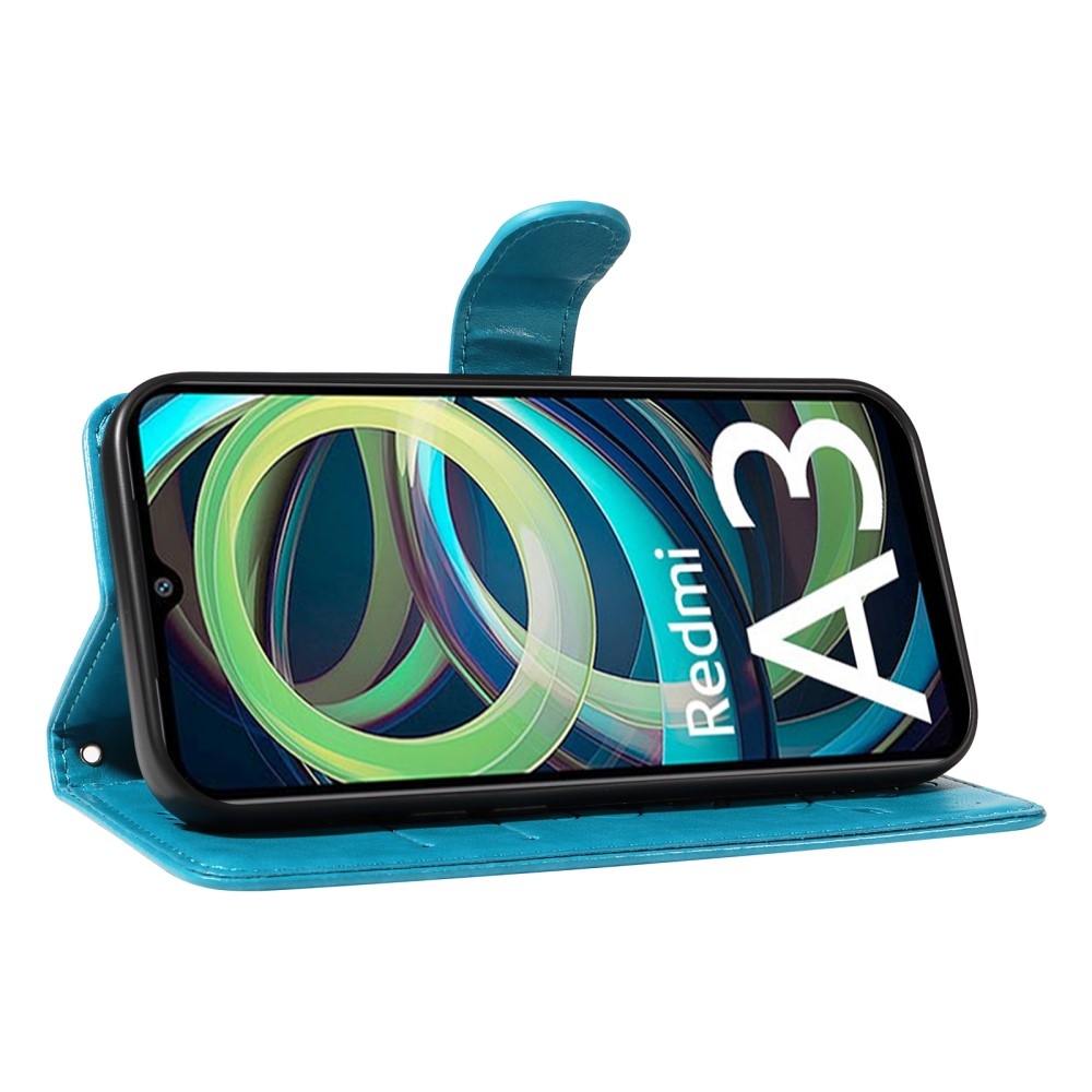 Virágok könyv tok Xiaomi Redmi A3-hoz - kék