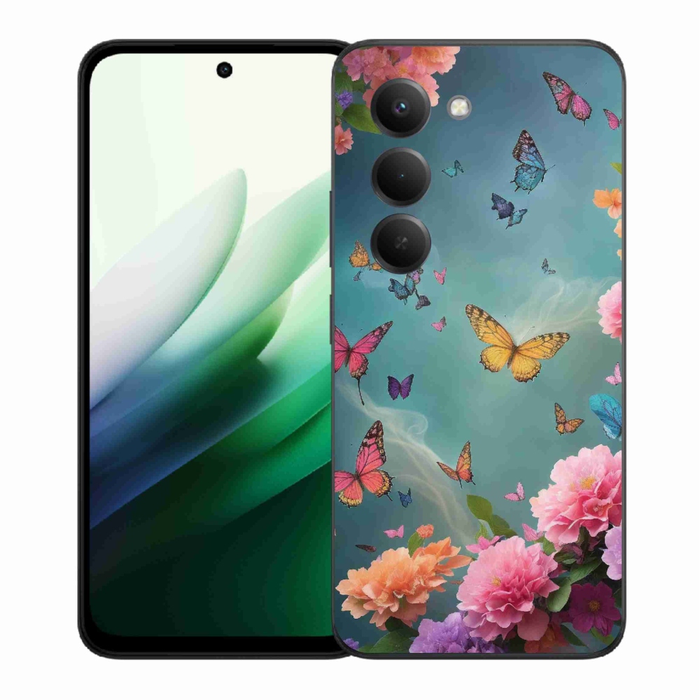 Gél borító mmCase a Xiaomi Redmi 15 5G számára - színes virágok és pillangók