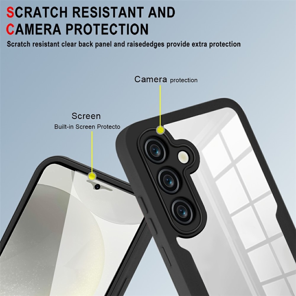 Akril zselés tok Samsung Galaxy S25 FE képernyővédő keretével - fekete