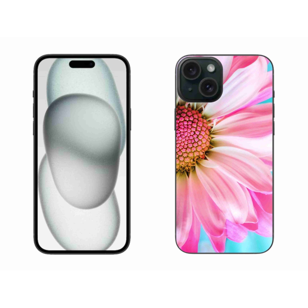 Gél védőhuzat mmCase iPhone 15 Plus készülékhez - rózsaszín virág