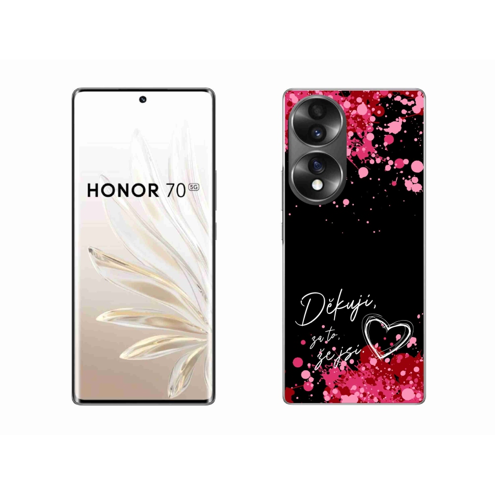 Zselés borító mmCase a Honor 70 készülékhez - szerelmes szöveg 2 fekete háttér