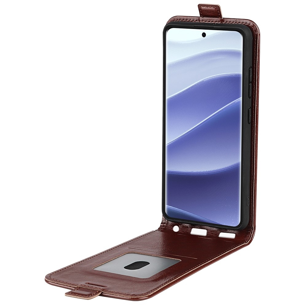 Függőleges könyvtáska Xiaomi Redmi Note 14 Pro 5G/Poco X7 5G számára - barna