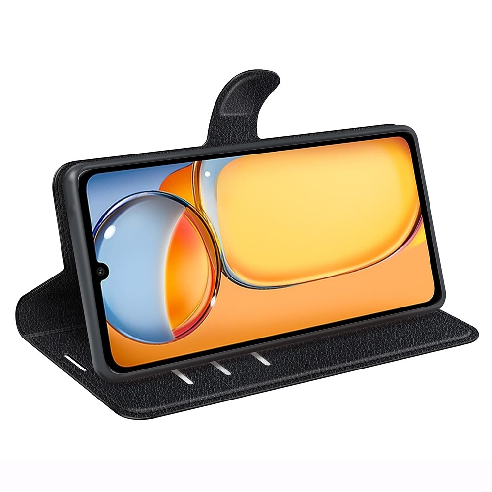 Litchi könyv tok a Xiaomi Poco C65/Redmi 13C készülékhez - fekete