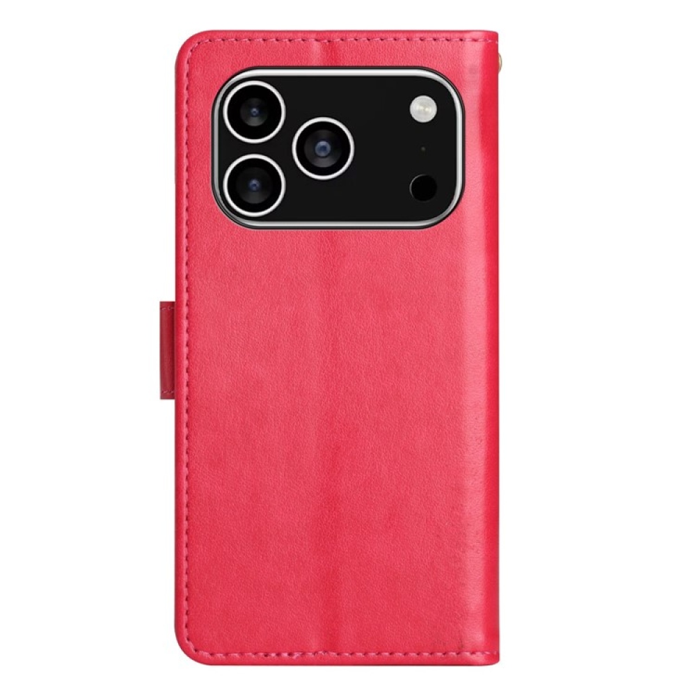 Virágok könyv tok iPhone 17 Pro-hoz - piros