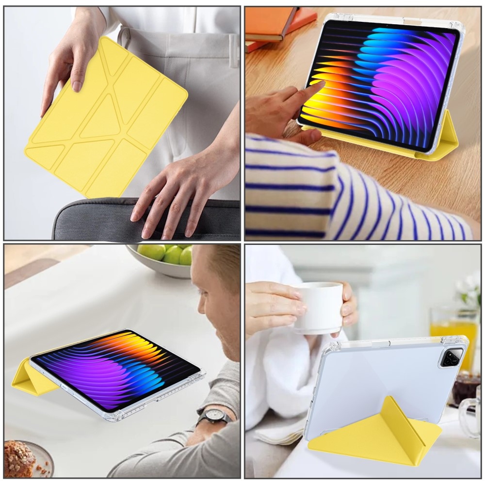 Origami intelligens pozicionáló tok Xiaomi Pad 7/7 Pro táblagéphez - sárga