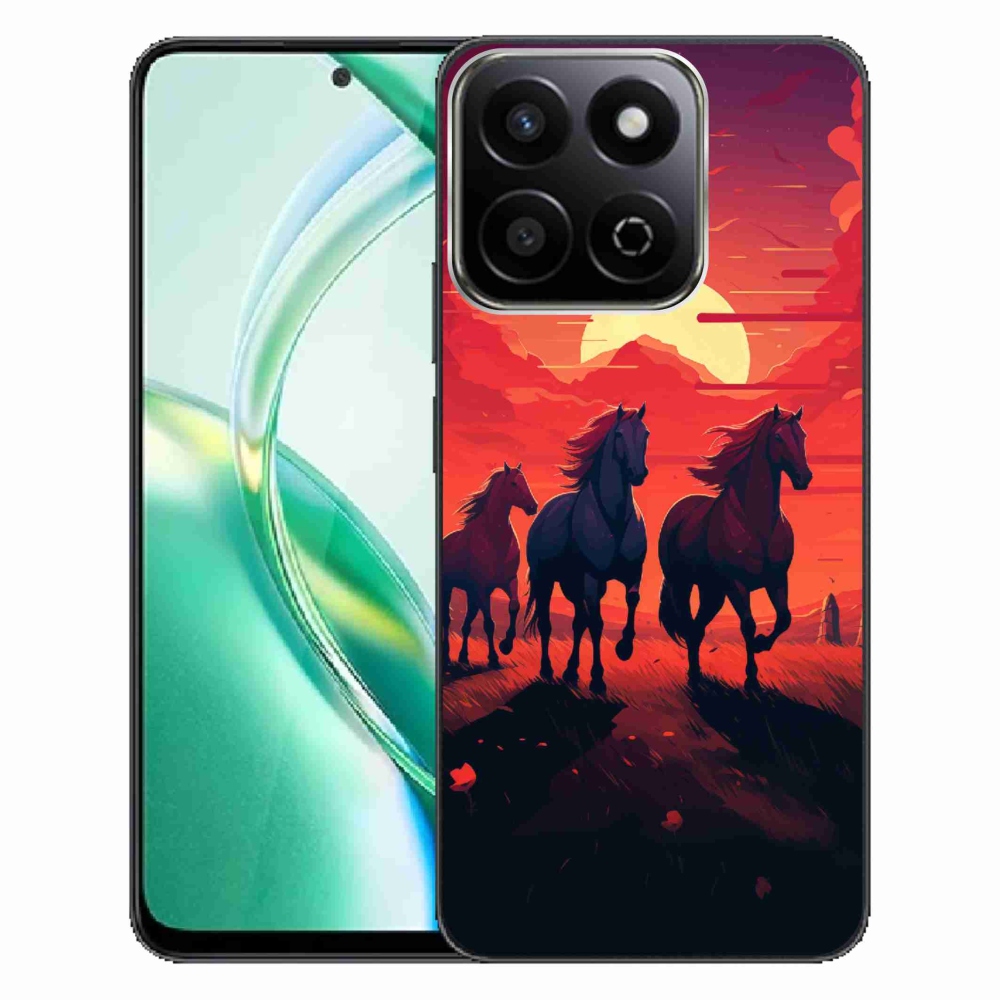 Zselés borítás mmCase a Honor 200 Smart 5G számára - lovak és naplemente