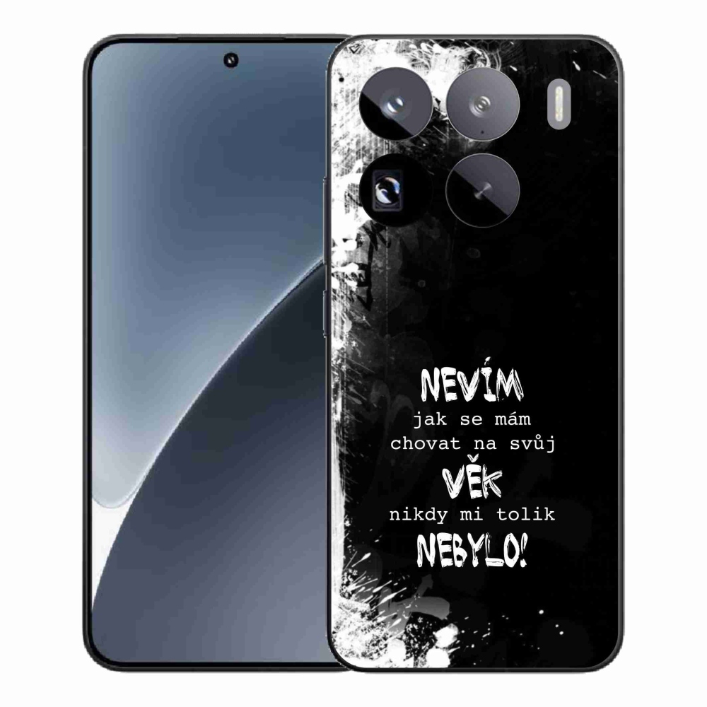 Gél borító mmCase a Xiaomi 15 Pro-hoz - vicces szöveg 14 fekete háttérrel