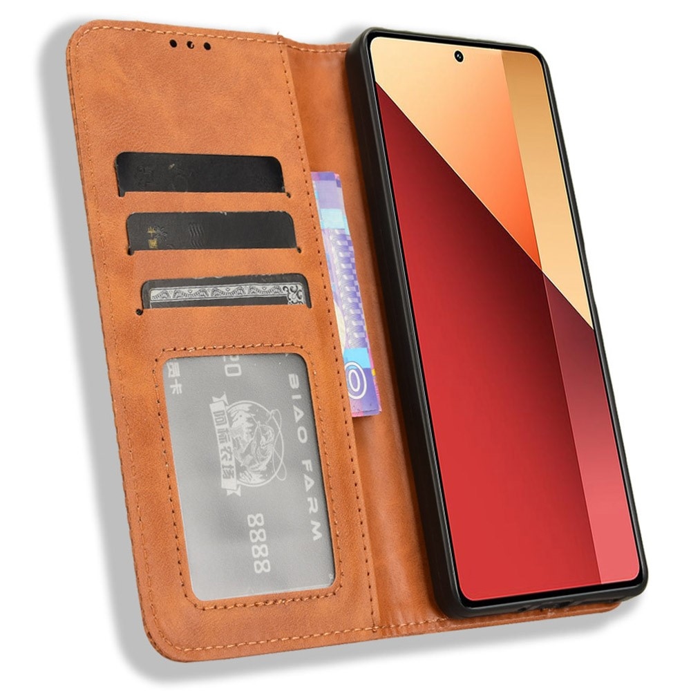 Vintage könyv tok Xiaomi Redmi Note 14S/Note 13 Pro 4G/Poco M6 Pro - barna színben